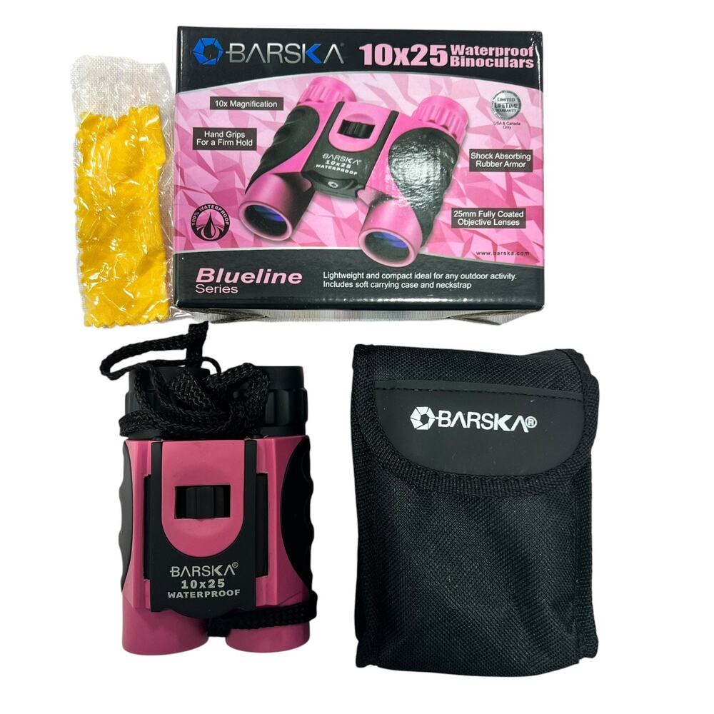 Barska 10x25 Waterproof Binoculars Pink Blueline Compact Outdoor